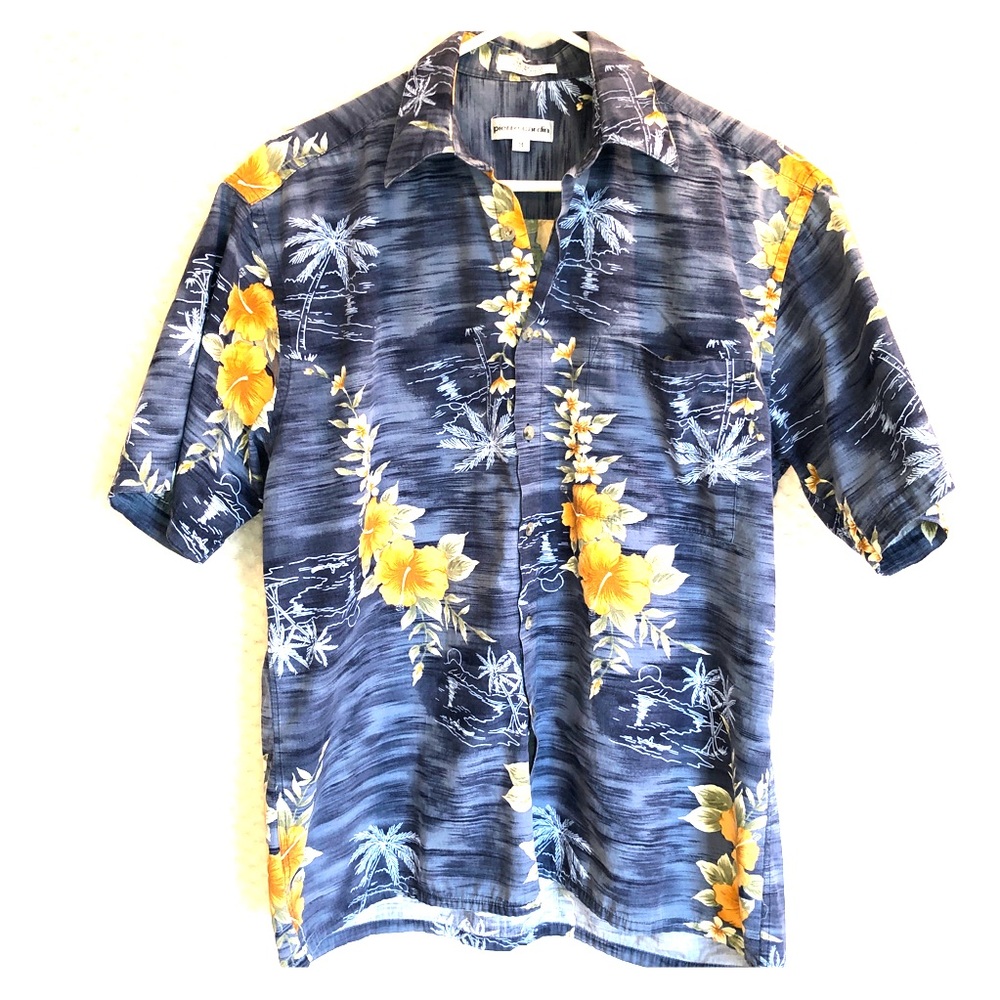 Pierre Cardin blue Hawaiian men’s shirt.